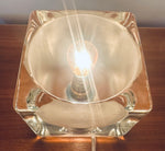 1970s German Putzler Frosted Cube Glass Table Lamp