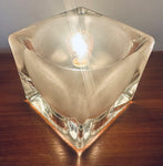 1970s German Putzler Frosted Cube Glass Table Lamp