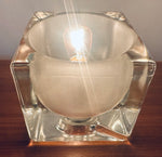 1970s German Putzler Frosted Cube Glass Table Lamp