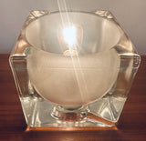 1970s German Putzler Frosted Cube Glass Table Lamp