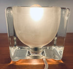 1970s German Putzler Frosted Cube Glass Table Lamp