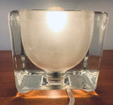 1970s German Putzler Frosted Cube Glass Table Lamp