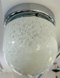 1970s German Putzler Mottled White Glass & Chrome Flush Mount