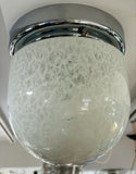 1970s German Putzler Mottled White Glass & Chrome Flush Mount