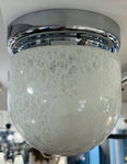 1970s German Putzler Mottled White Glass & Chrome Flush Mount