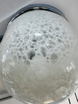 1970s German Putzler Mottled White Glass & Chrome Flush Mount