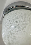 1970s German Putzler Mottled White Glass & Chrome Flush Mount