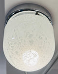 1970s German Putzler Mottled White Glass & Chrome Flush Mount