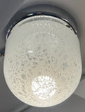 1970s German Putzler Mottled White Glass & Chrome Flush Mount