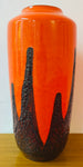 1970s German Scheurich Orange & Brown Fat Lava Vase