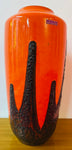 1970s German Scheurich Orange & Brown Fat Lava Vase