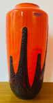 1970s German Scheurich Orange & Brown Fat Lava Vase