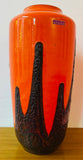 1970s German Scheurich Orange & Brown Fat Lava Vase