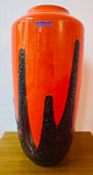 1970s German Scheurich Orange & Brown Fat Lava Vase