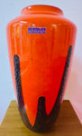 1970s German Scheurich Orange & Brown Fat Lava Vase