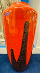 1970s German Scheurich Orange & Brown Fat Lava Vase