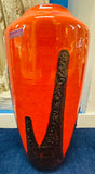 1970s German Scheurich Orange & Brown Fat Lava Vase