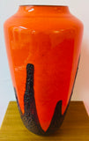 1970s German Scheurich Orange & Brown Fat Lava Vase