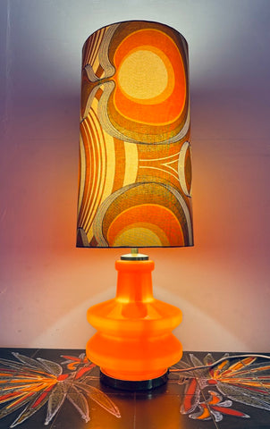 1970s Space Age Illuminated Orange Glass Table Lamp