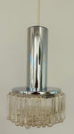 1970s German Staff Leuchten Chrome & Glass Pendant Light