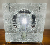 1970s German Ice Glass Table Lamp by Müller & Zimmer