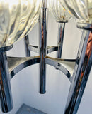 1970s Italian Glass Globe and Chrome Chandelier