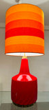 1970s Large German Red Glass and Brass Table Lamp