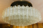 1970s German Doria Tubular Glass & Brass Flush Mount