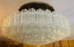 1970s German Doria Tubular Glass & Brass Flush Mount