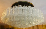 1970s German Doria Tubular Glass & Brass Flush Mount