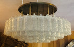 1970s German Doria Tubular Glass & Brass Flush Mount