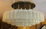 1970s German Doria Tubular Glass & Brass Flush Mount