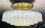 1970s German Doria Tubular Glass & Brass Flush Mount