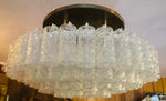 1970s German Doria Tubular Glass & Brass Flush Mount