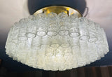 1970s German Doria Tubular Glass & Brass Flush Mount