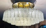 1970s German Doria Tubular Glass & Brass Flush Mount