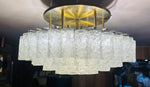 1970s German Doria Tubular Glass & Brass Flush Mount