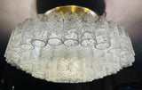 1970s German Doria Tubular Glass & Brass Flush Mount