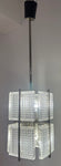 1970s German Square Ribbed Glass & Chrome Ceiling Light