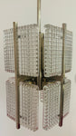 1970s German Square Ribbed Glass & Chrome Ceiling Light