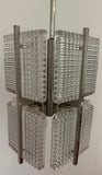 1970s German Square Ribbed Glass & Chrome Ceiling Light