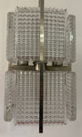 1970s German Square Ribbed Glass & Chrome Ceiling Light