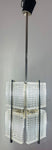 1970s German Square Ribbed Glass & Chrome Ceiling Light