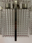 1970s German Square Ribbed Glass & Chrome Ceiling Light