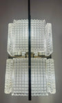 1970s German Square Ribbed Glass & Chrome Ceiling Light