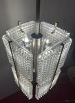 1970s German Square Ribbed Glass & Chrome Ceiling Light