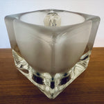 1970s German Peill & Putzler Frosted Cube Glass Table Lamp