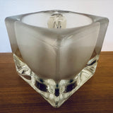 1970s German Peill & Putzler Frosted Cube Glass Table Lamp