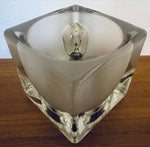 1970s German Peill & Putzler Frosted Cube Glass Table Lamp