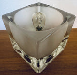 1970s German Peill & Putzler Frosted Cube Glass Table Lamp